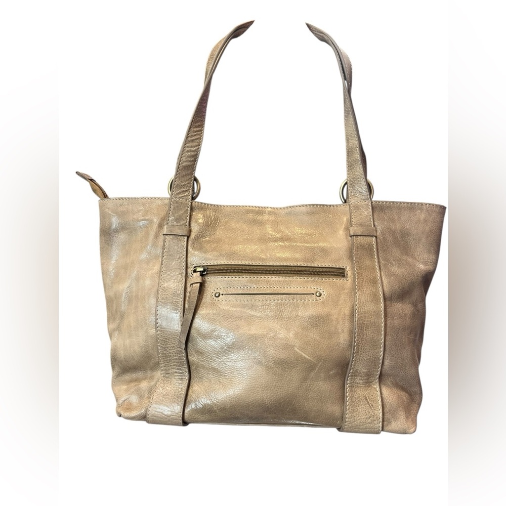 Nino Bossi Genuine Leather Taupe Tote Bag Floral Lined Shoulder Purse - Picture 3 of 11